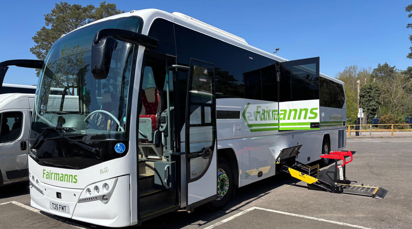 Fairmanns accessible coach with wheelchair lift deployed
